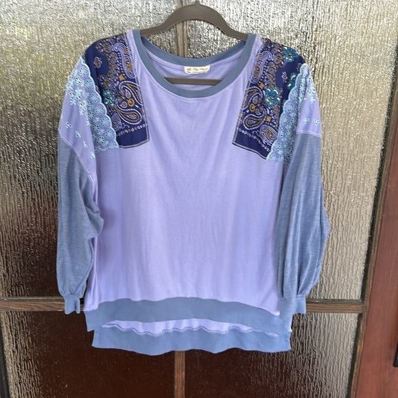 People We The Feelin It Tee Cornflower Combo Size small oversized Purple. - Picture 4 of 9